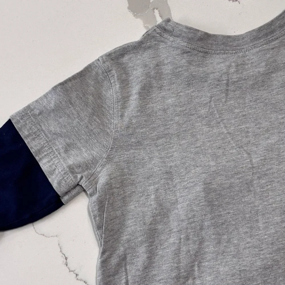 Carter’s | Baby Toddler Boys Grey Navy Long Sleeve Basketball Sports T-Shirt 2T